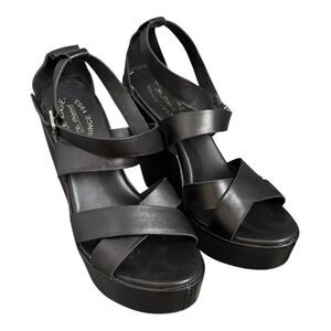 Kork Ease Sandals Women’s 9 Black Leather Platform Ankle Strap Comfort Shoes